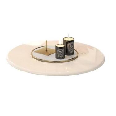 Imagem de Tampo Redondo 45cm Branco Madeira Mdf Mesa Mesinha Apoio Lateral Canto