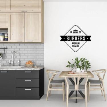Imagem de Adesivo Decorativo Logo Hamburgueria Retrô Cozinha Restaurante Food Tr