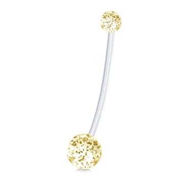 Imagem de Decentraland 1 peça com esfera branca 1,6 mm (14G) piercing de umbigo acrílico piercing corporal halteres piercing joias acrílico plástico transparente 38 mm, 1.6mm(14G),L-38mm, Acrílico, Sem Pedra