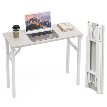 Imagem de TEMI Mesa dobrável para computador pequena - mesa de escritório dobrável de 91 cm, sem montagem, perfeita para pequenos espaços no quarto, dormitório ou apartamento, mini mesa portátil ou mesa de