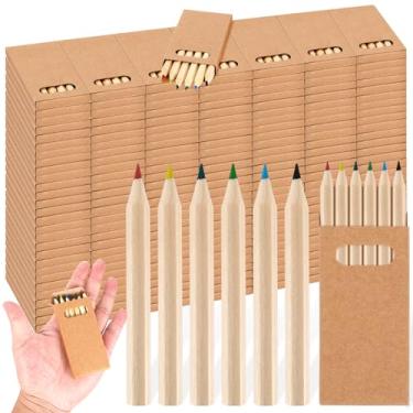 Imagem de Faccito Pacote com 200 mini lápis de cor para crianças, 8,5 cm, portátil, gordura curta, 6 lápis de cores diferentes a granel, lápis de colorir pré-afiados para crianças, pintura em sala de aula,