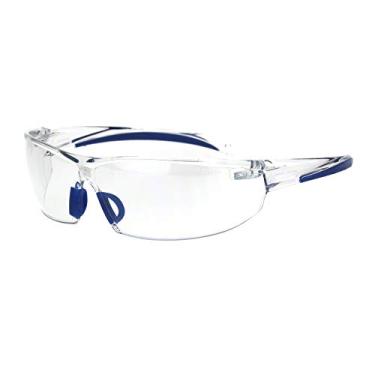 Imagem de PASTL ANSI Z87+ U6 Óculos de segurança com lentes transparentes envolvendo a armação azul