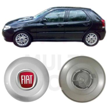 Imagem de 4X Calota Centro Roda Aro 15 Fiat Palio Siena Luxury Prata