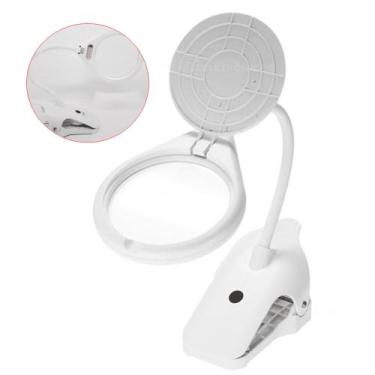 Imagem de Lupa De Mesa Ampliação 2,3x Foco 250mm 8 Led De Qualidade Com Clipe Pa