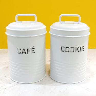 Imagem de Kit 2 Latas de Café e Biscoitos Cookies Brancas - NH - Mai Home