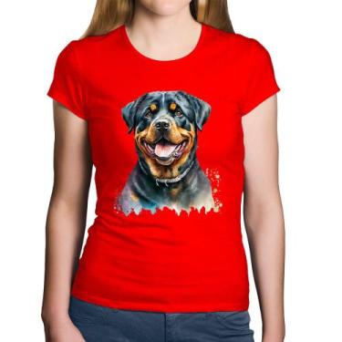Imagem de Baby Look Algodão Cachorro Rottweiler - Foca na Moda, Vermelho, P