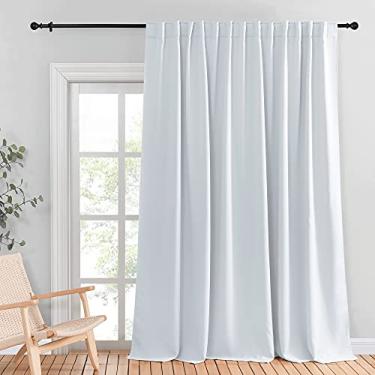 Imagem de NICETOWN Cortina de porta de pátio Persianas verticais, bolso para varão redutor de luz solar e painel de cortina divisória traseira para proteção de móveis (branco acinzentado, 254 cm de largura x