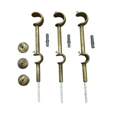 Imagem de Kit 3 Suportes Alongado Duplo Para Varão Alumínio 28/19mm - ART DECORA