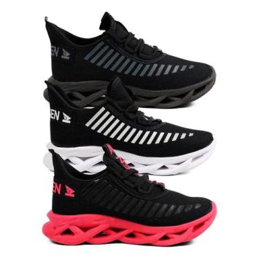 Imagem de Kit 3 Tênis Feminino Infantil Jaguar Casual Macio Caminhada Trabalho L