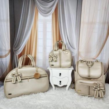 Imagem de KR RK Bolsas Kit Bolsas Maternidade liso, Mala, Mochila e Frasqueira, 