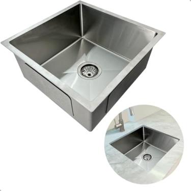 Imagem de Dona D cor, Cuba Inox Gourmet 40x40 cm Quadrada De Embutir Sobrepor Bancada Pia Cozinha Aço Inox 304