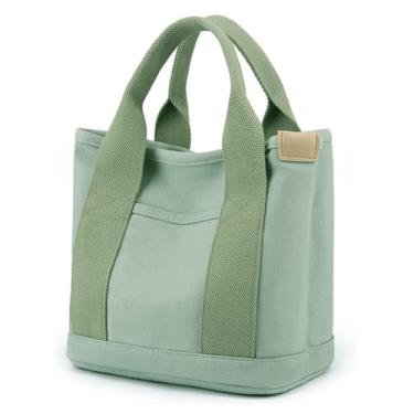 Imagem de Sacola de lona para mulheres, bolsa pequena com zíper de lona, bolsa tiracolo com compartimentos, A1 - verde - sem alça, Small, Bolsa tiracolo