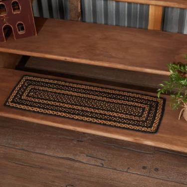 Imagem de VHC Brands Campo retangular de juta Farmhouse com forro de látex 21 x 68 cm, revestimento trançado country, preto e bronze