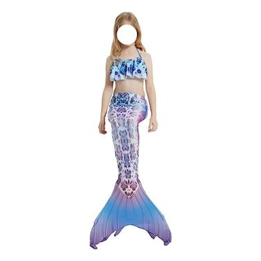 Imagem de LVTFCO Vestido de princesa rabo de peixe conjunto de 3 peças fantasia de verão fantasia cosplay fantasia de verão, azul - G