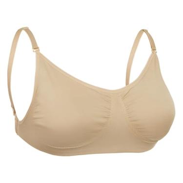 Imagem de Deesorxin Sutiã de balé feminino nude com alça transparente invisível e costas nuas com 2 pares de roupas íntimas sem costura com alças ajustáveis, Bege, S (Bust:28.7”-30.7”)
