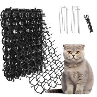 Imagem de OCEANPAX Tapete para gato com estacas de plástico para gatos, tapete para gatos, tiras de espinhas, 12 unidades, inclui 6 grampos e 6 abraçadeiras com zíper