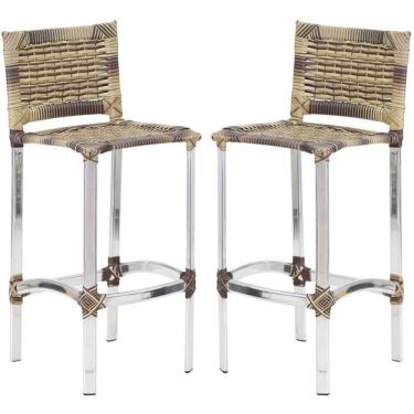 Imagem de Kit 2 Banquetas Alta Madri Alumínio Fibra Sintética Inox Trama Original