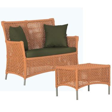 Imagem de 1 Sofá E Mesa Centro Igapó Alumínio Corda Náutica E13 Trama Terra Cota