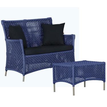 Imagem de 1 Sofá E Mesa Centro Igapó Alumínio Corda Náutica E12 Trama Azul
