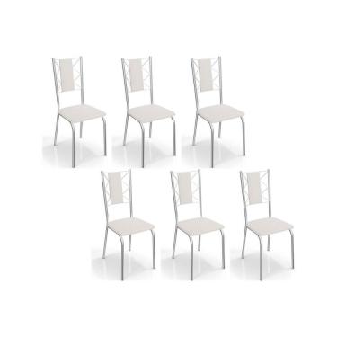 Imagem de Kit 6 Cadeiras Sala Jantar Lisboa C076 6 Un Cromada Branco 106