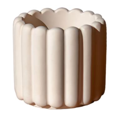 Imagem de Vaso Decorativo Tulipa 8cm Artesanal Em Cimento Palha