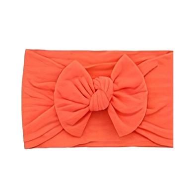 Imagem de Laços De Cabelo Infantil Menina Turbantes De Bebê Fixa Grossa Laranja Neon