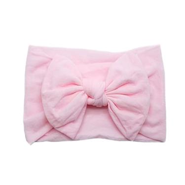 Imagem de Laços De Cabelo Infantil Menina Turbantes De Bebê Fixa Grossa Rosa Bebê