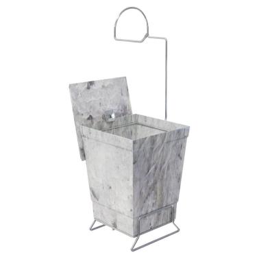 Imagem de Lixeira Com Suporte De Papel Higiênico - Stolf Mármore Branco