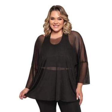 Imagem de Camiseta Blusão Tule Plus Size Fitness Casual-Feminino