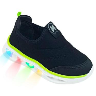Imagem de Tênis Infantil Molekinho Lycra Meninos Neoplex LED, Preto, 23