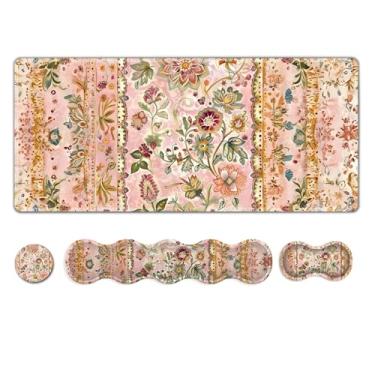 Imagem de NXZGO Tapete de mesa para jogos, teclado fosco de mesa fofo, descanso de pulso para desktop, mousepad antiderrapante com bordas costuradas, mouse pad grande 2GG com suporte de pulso para computador de