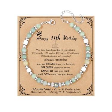 Imagem de JoycuFF Presentes de aniversário para mulheres, pulseira de pedra da lua, decorações de feliz aniversário, presentes exclusivos, amazonita, pedra da lua, pulseiras para sua melhor amiga, irmã, filha