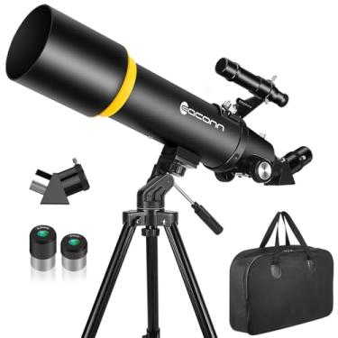 Imagem de Telescópio para adultos, abertura de 90 mm, 600 mm, telescópio refrator para crianças e iniciantes, telescópios para adultos astronomia com bolsa de mão e adaptador de telefone