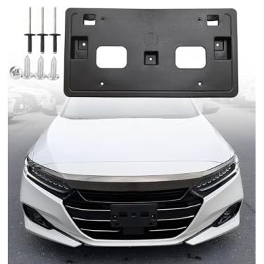 Imagem de FASTCHE Suporte de moldura para placa de identificação de carro para para-choque dianteiro compatível com Honda Accord 4dr 2021 2022 (incluindo modelos híbridos) Substitua # 71145-TVA-F00 71145TVAF00