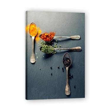 Imagem de NHLDZYH Tela decorativa cozinha, arte vintage especiarias coloridas, arte de parede quadros para sala de estar quarto cozinha. A-14, 70 x 105 cm, Inner Frame