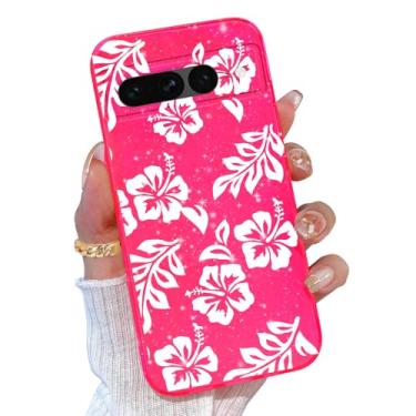 Imagem de TURYXIA Capa para Google Pixel 7 Pro com purpurina, para Pixel 7 Pro, capa para mulheres e meninas, linda flor, floral, cintilante, macia, para Google Pixel 7 Pro de 6,7 polegadas, hibisco branco