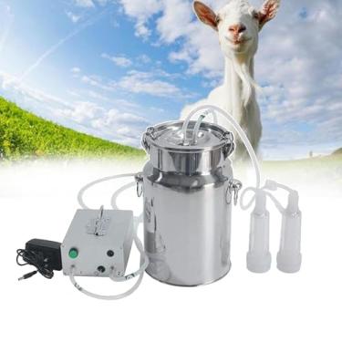 Imagem de MáQuina De Ordenha EléTrica A VáCuo Pulsada Para Cabras/Vacas De 3l/5l/7l/10l/14l, Bomba Tira-Leite AutomáTica PortáTil Com 2 Teteiras, Com Balde De Leite De AçO InoxidáVel 304 Para Fazenda DoméStica