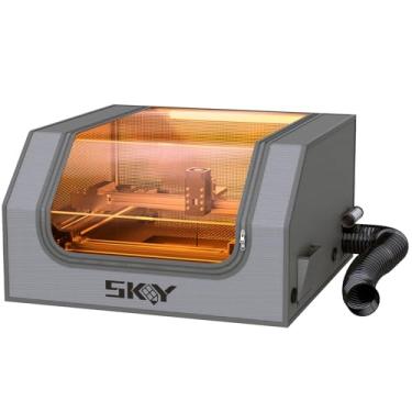 Imagem de Gravador a laser atualizado 2025 Gabinete integrado com luz LED, capa protetora à prova de fogo e poeira 28,3 x 28,3 x 15,7, exaustor 4000RPM e tubo, contra odor de fumaça e proteção ocular contra