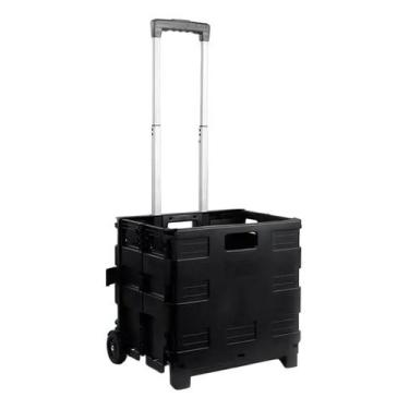 Imagem de Carrinho Dobrável Portátil Cesto Tampa 30kg 45L Ferramentas Transporte