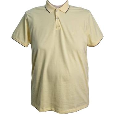 Imagem de Camiseta Polo Masculina Cratus Plus Size Amarela 100% Algodão