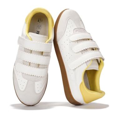 Imagem de Project Cloud Tênis feminino estiloso e confortável com palmilha de espuma viscoelástica de couro vegano leve para mulheres 2025 (Ysabelle), Branco multi, 40