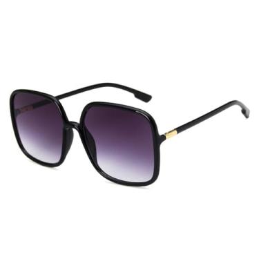 Imagem de Óculos de sol vintage clássicos femininos, armação de plástico, lentes transparentes, cinza e rosa, preto, degradê, cinza, 140 mm