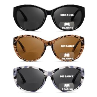 Imagem de Hubeye Óculos de sol de leitura bifocais para mulheres, pacote com 3, óculos de sol UV400, óculos de sol para uso ao ar livre, quadrados, modernos, + 1.0
