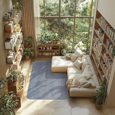 Imagem de Tapetes São Carlos – Tapete Mariana Orgânico Cobalto Cantos | Design Listrado, Toque Macio, Proteção Antiácaro e UV, Estilo Moderno para Salas | 1,2cm x 1,5m x 2m