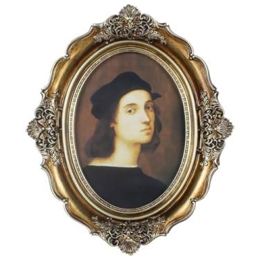 Imagem de SONGMIKY Moldura oval vintage, 10 x 15 cm, ouro bronze antigo, frente de vidro, visor de parede ou mesa