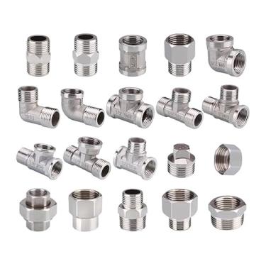 Imagem de 1/5.1 cm 3/10.2 cm fêmea macho 201 bucha redutora de aço inoxidável T adaptador de bocal de cotovelo conector acoplador encanamento encaixe de tubulação (8)