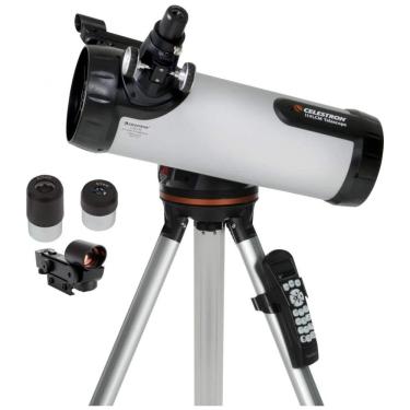 Imagem de Telescópio Astronômico 60x167 com Tripé Ajustável e Montagem de Altazimute Motorizado, Celestron 114LCM, Cinza