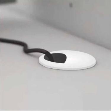 Imagem de Acabamento Passa Fio Mesa Computador Branco 59mm Kit 02  PÃs - ferrage