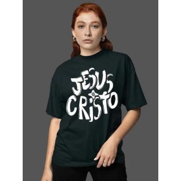 Imagem de Camiseta Oversized Feminina Estampa Evangelica Jesus Cristo Yeshua Leã
