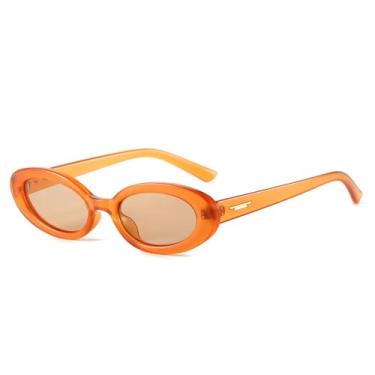 Imagem de Óculos de Sol Ovais com Armação Pequena, Proteção UV400, Estilo Punk Masculino, com Rebites, Ideais para Esportes ao Ar Livre, Corrida e Ciclismo, Cor Laranja Champagne
